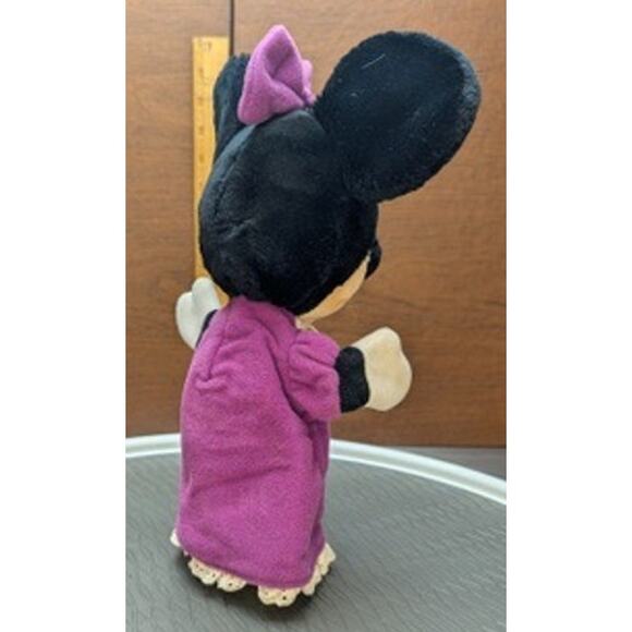 Vintage Minnie Mouse Hand Puppet Walt Disney Productions Purple Bow Dress Lace - Picture 10 of 13